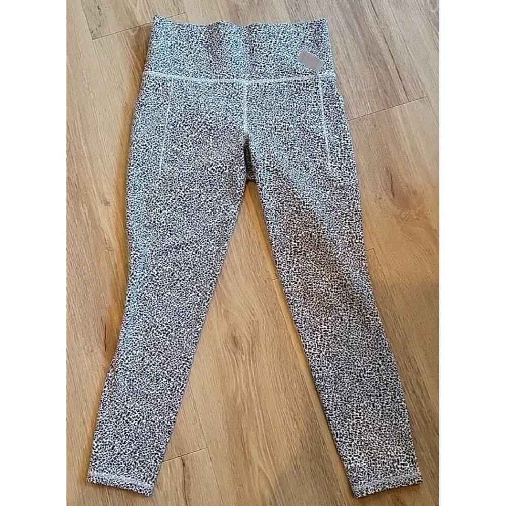 ATHLETA Leopard Leggings ULTIMATE STASH‎ Textured 7/8 Tailwind Black White S